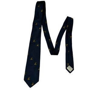 THE HARTFORD Navy Blue Embroidered Stag Tie
